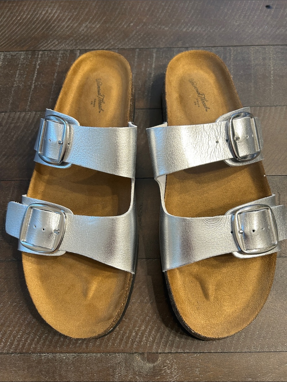 Universal Thread Silver Double-Buckle Slide Sandals - Picture 1 of 8